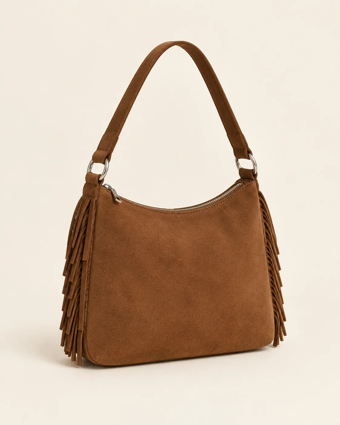 Previous suede fringe shoulder bag concept for private label development