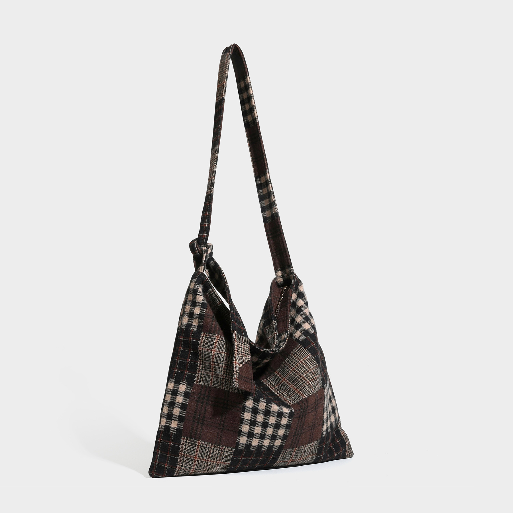 Patchwork Plaid Slouch Shoulder Bag Canvas product reference M13L6050