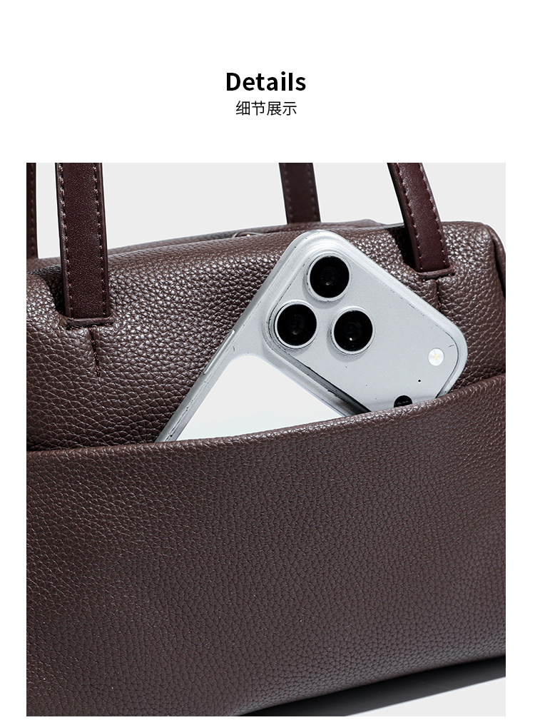 Soft PU Boston Shoulder Bag construction detail M13P0759
