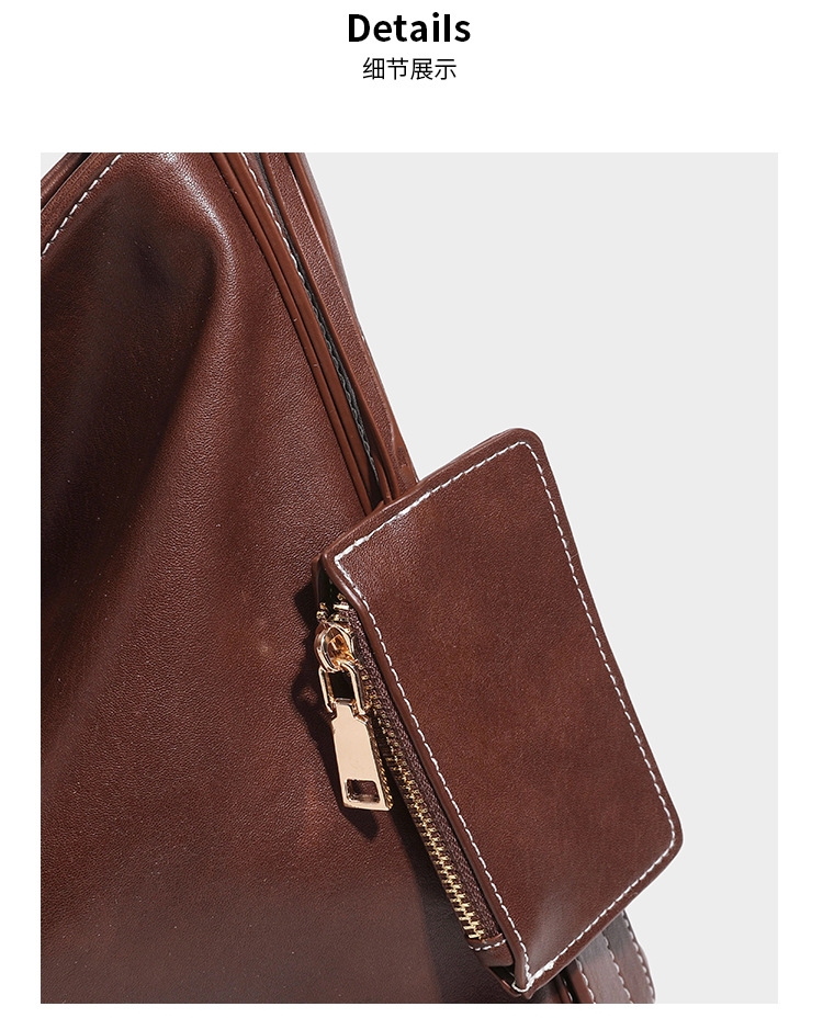 Soft PU Shoulder Bag with Adjustable Strap construction detail M13P6062
