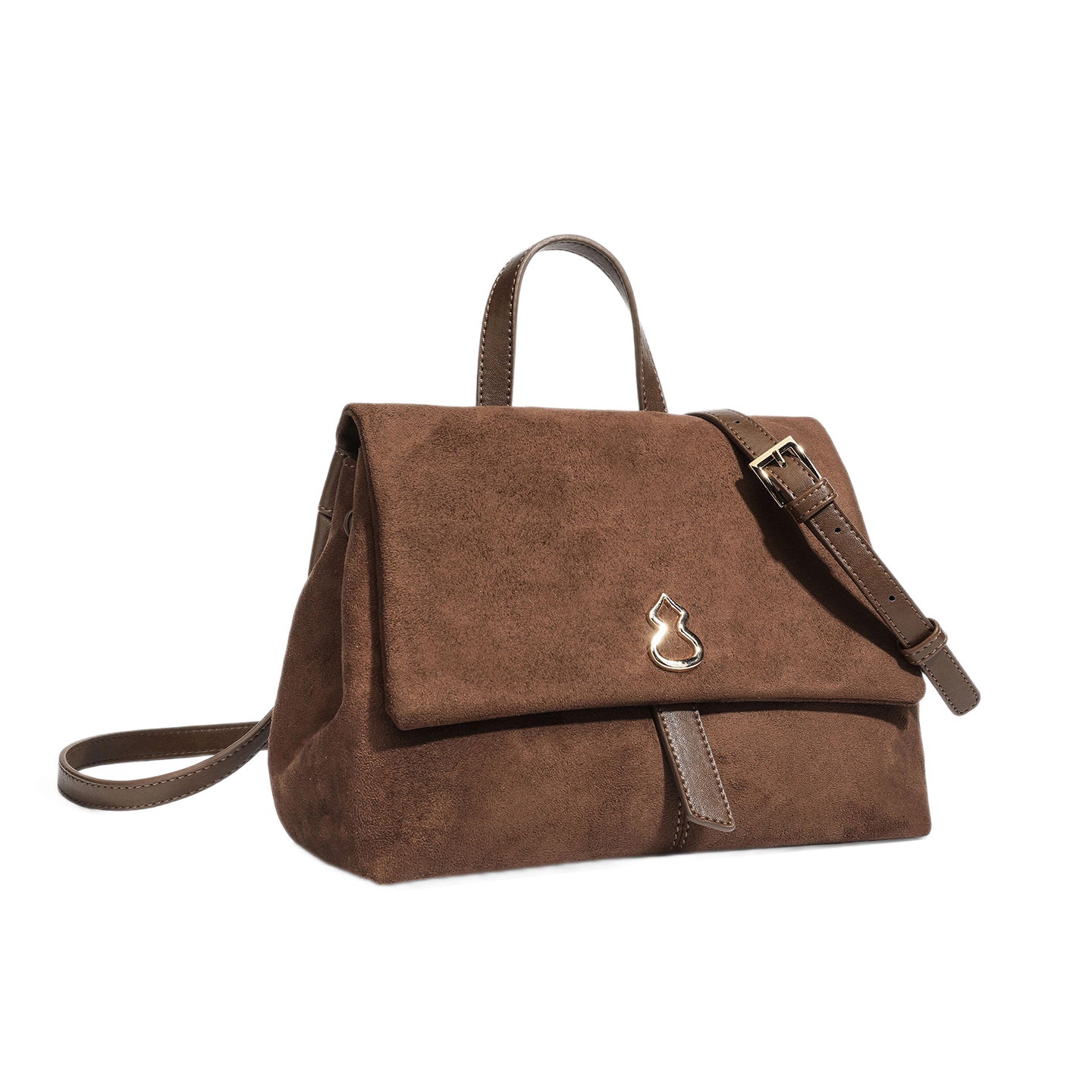 Real sample reference of a suede flap bag with customizable hardware
