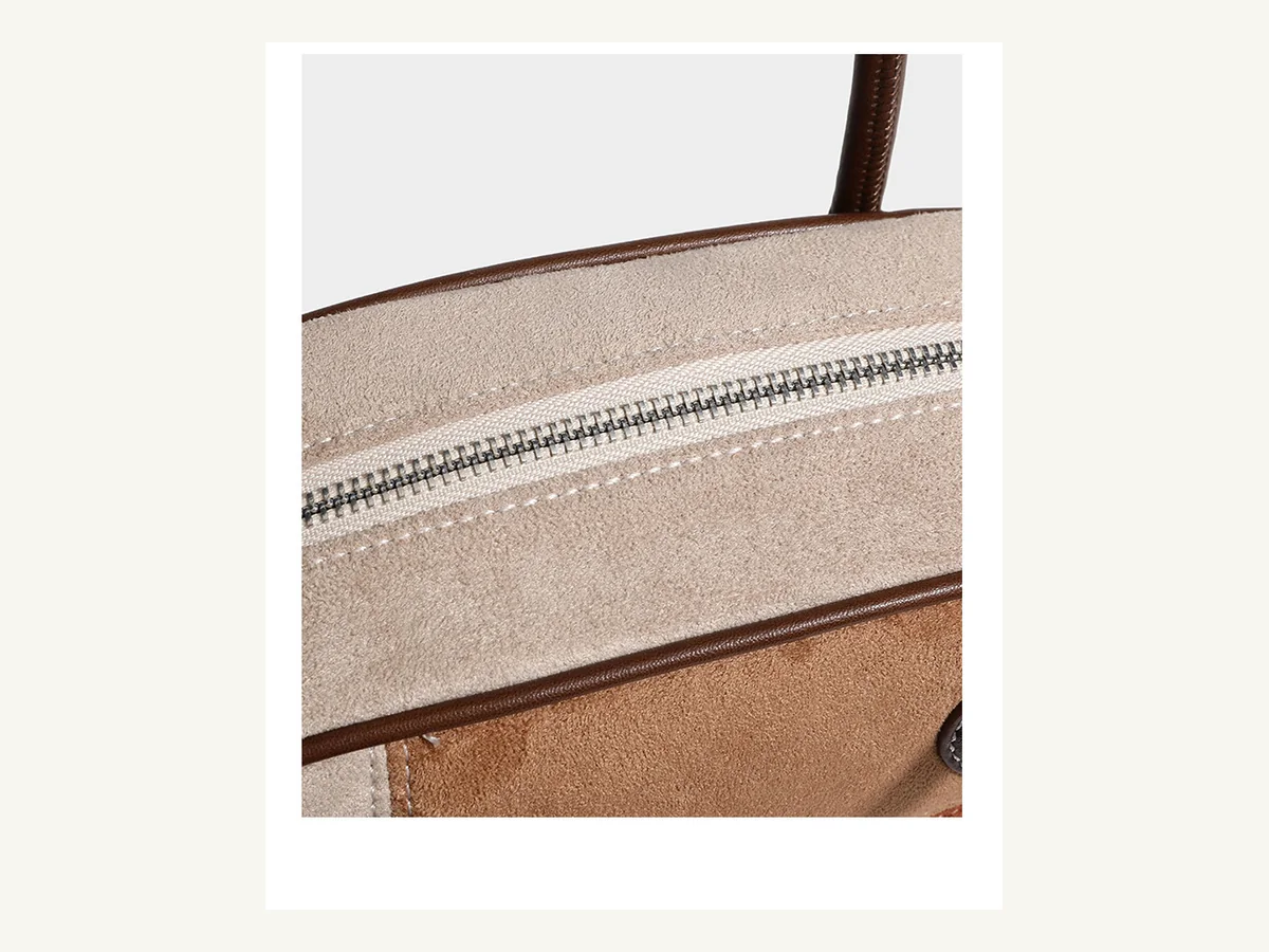 Zipper and top-seam detail on ZS-9227 handbag