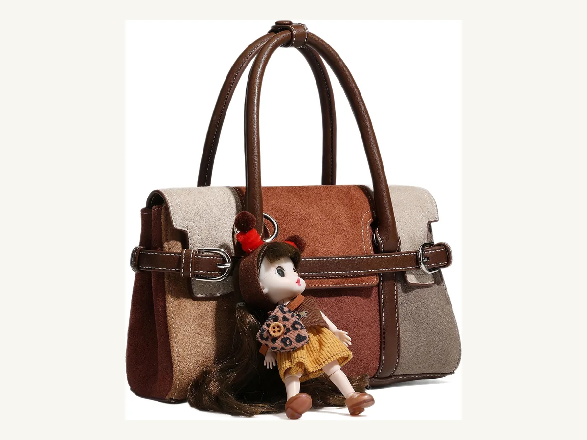 ZS-9229 structured colour-block buckle handbag sample reference